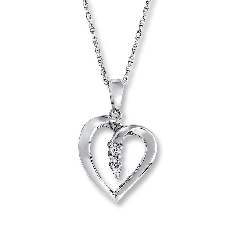 Main Image 1 of Previously Owned Heart Necklace 1/20 ct tw Diamonds 10K White Gold
