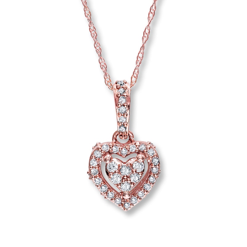 Main Image 1 of Previously Owned Diamond Heart Necklace 1/4 Carat tw 10K Rose Gold