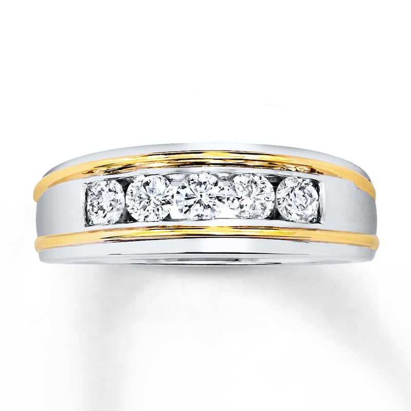 Main Image 1 of Previously Owned Diamond Men's Wedding Band 3/4 ct tw Round-cut 10K Two-Tone Gold