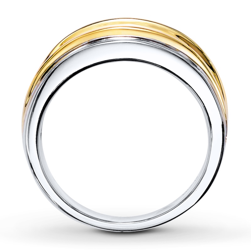 Main Image 2 of Previously Owned Diamond Men's Wedding Band 3/4 ct tw Round-cut 10K Two-Tone Gold