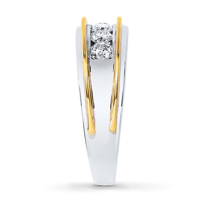 Main Image 3 of Previously Owned Diamond Men's Wedding Band 3/4 ct tw Round-cut 10K Two-Tone Gold