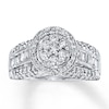 Thumbnail Image 1 of Previously Owned Diamond Fashion Ring 1 ct tw Round & Baguette 14K White Gold