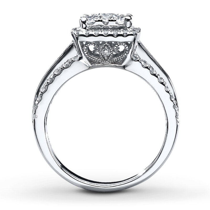 Main Image 2 of Previously Owned Multi-Stone Diamond Engagement Ring 1-1/2 ct tw Round-cut 14K White Gold