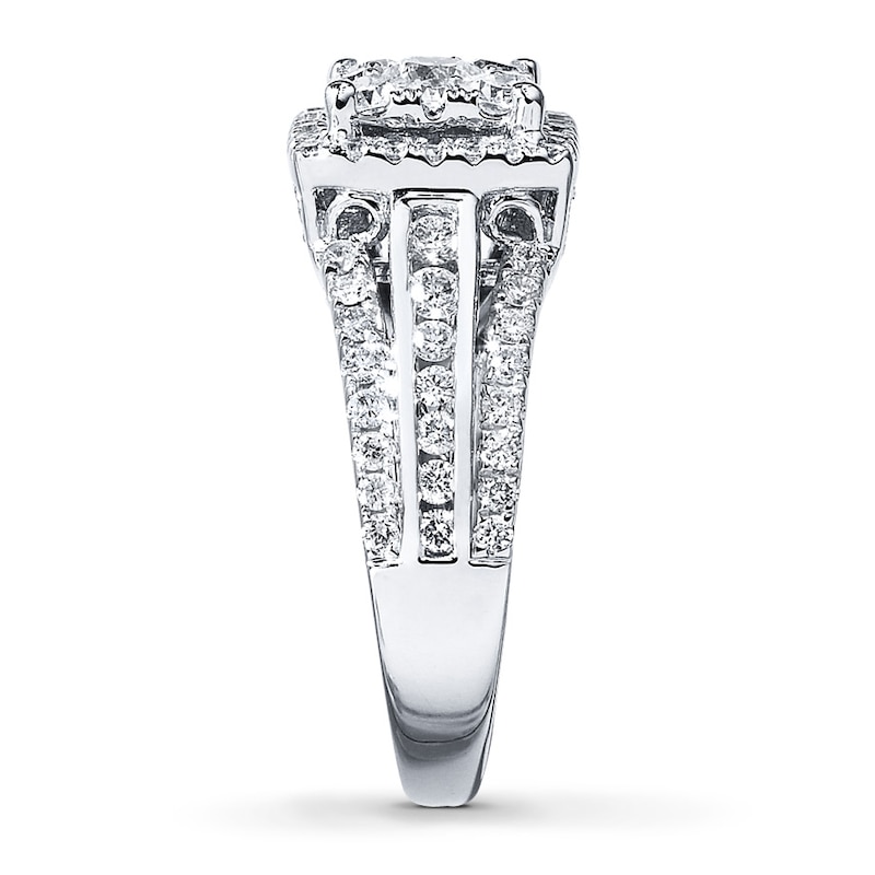 Main Image 3 of Previously Owned Multi-Stone Diamond Engagement Ring 1-1/2 ct tw Round-cut 14K White Gold