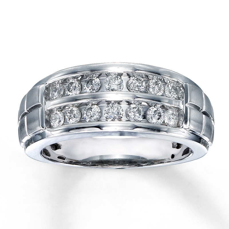 Main Image 1 of Previously Owned Men's Diamond Wedding Band 3/4 ct tw Round-cut 10K White Gold