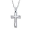 Thumbnail Image 1 of Previously Owned Diamond Cross Necklace 1/4 ct tw Round-cut 10K White Gold