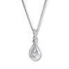 Thumbnail Image 1 of Previously Owned Diamond Necklace 1/8 ct tw Round-Cut 10K White Gold