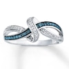 Thumbnail Image 1 of Previously Owned Blue/White Diamond Ring 1/6 ct tw Round-cut Sterling Silver