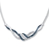 Thumbnail Image 1 of Previously Owned Blue Diamond Necklace 1/3 ct tw Round-cut Sterling Silver