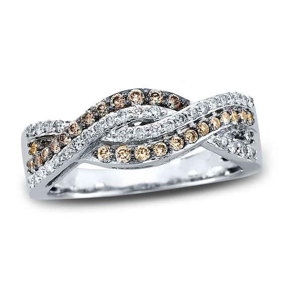 Previously Owned Brown Diamond Ring 1/2 ct tw Round-cut 10K White Gold