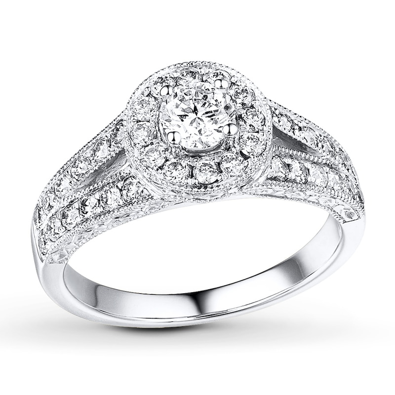 Main Image 1 of Previously Owned Diamond Engagement Ring 1 ct tw Round-cut 14K White Gold