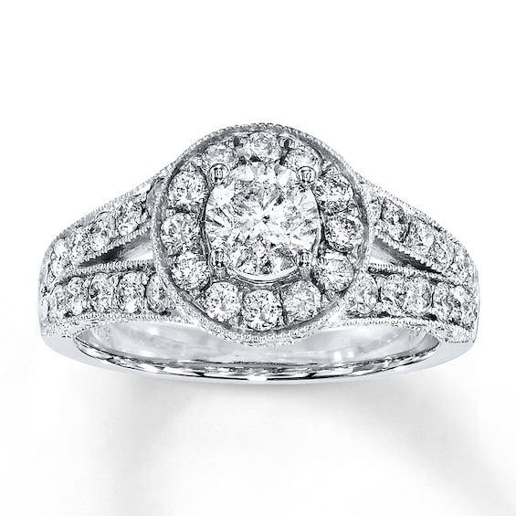 Previously Owned Diamond Engagement Ring 1-3/8 ct tw Round-cut 14K White Gold