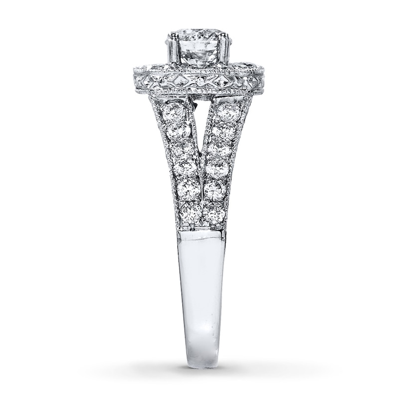 Main Image 3 of Previously Owned Diamond Engagement Ring 1-3/8 ct tw Round-cut 14K White Gold