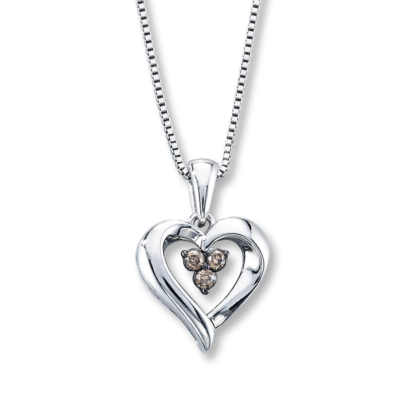 Main Image 1 of Previously Owned Diamond Heart Necklace 1/15 ct tw Round-cut Sterling Silver