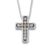 Thumbnail Image 1 of Previously Owned Diamond Cross Necklace 1/4 ct tw Round-cut Sterling Silver
