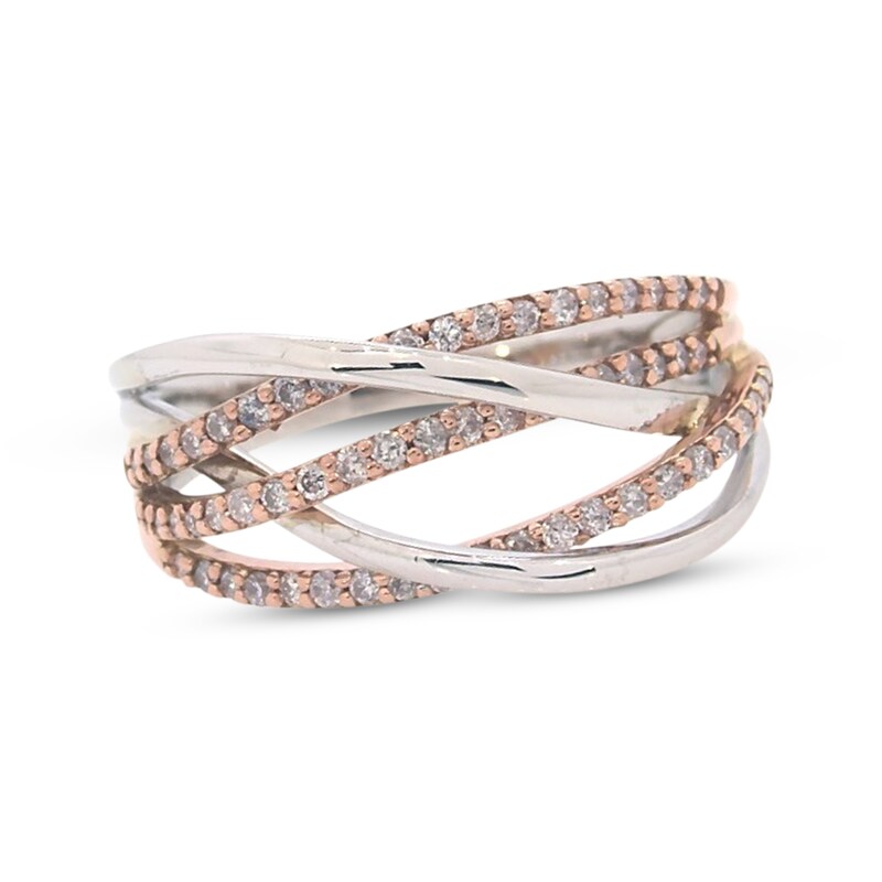 Main Image 1 of Previously Owned Diamond Crossover Ring 1/3 ct tw Round-cut 10K Two-Tone Gold