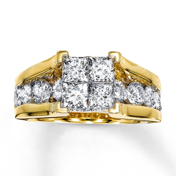 Previously Owned Diamond Engagement Ring 2-3/4 cttw Princess-cut 14K Yellow Gold