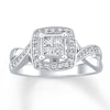 Thumbnail Image 1 of Previously Owned Diamond Engagement Ring 3/8 ct tw Princess/Round-Cut 14K White Gold