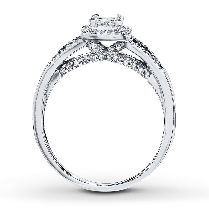 Main Image 2 of Previously Owned Black/White Diamonds 1/2 ct tw Engagement Ring 10K White Gold