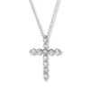 Thumbnail Image 1 of Previously Owned Diamond Cross Necklace 1/6 ct tw 10K White Gold