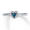 Thumbnail Image 1 of Previously Owned Blue & White Diamonds 1/10 Carat tw Ring Sterling Silver Heart