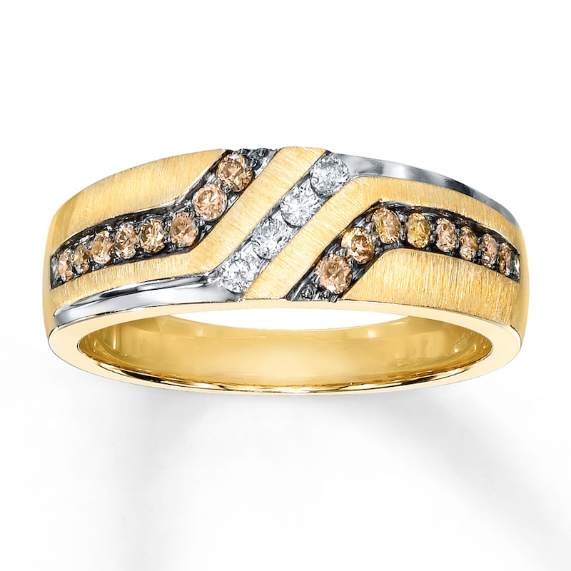 Main Image 1 of Previously Owned Men's Diamond Wedding Band 3/8 ct tw Round-cut 10K Yellow Gold