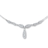 Thumbnail Image 1 of Previously Owned Diamond Necklace 1-1/3 ct tw Round & Baguette-Cut 14K White Gold
