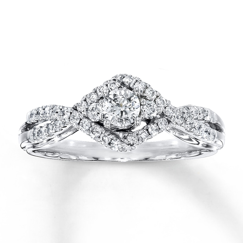 Main Image 1 of Previously Owned Diamond Engagement Ring 1/2 ct tw Round-cut 14K White Gold