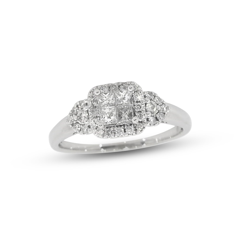 Main Image 1 of Previously Owned Multi-Diamond Engagement Ring 1/2 ct tw 10K White Gold