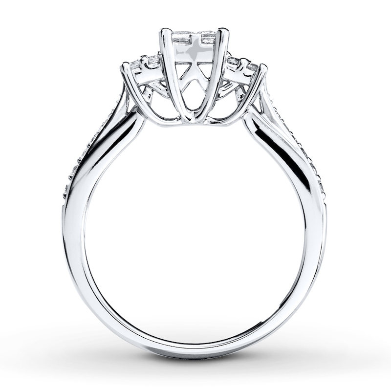 Main Image 2 of Previously Owned Diamond Engagement Ring 1/2 ct tw Round/Princess-cut 14K White Gold