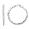 Thumbnail Image 1 of Previously Owned Diamond Hoop Earrings 1/4 ct tw Sterling Silver