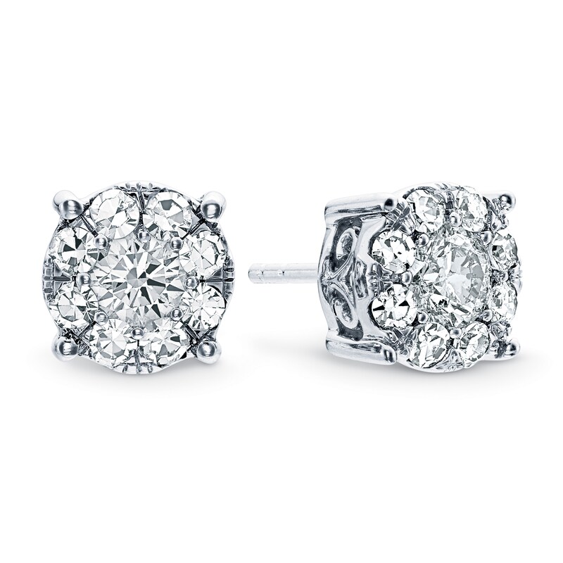 Previously Owned Diamond Earrings 1 ct tw Round-cut 14K White Gold