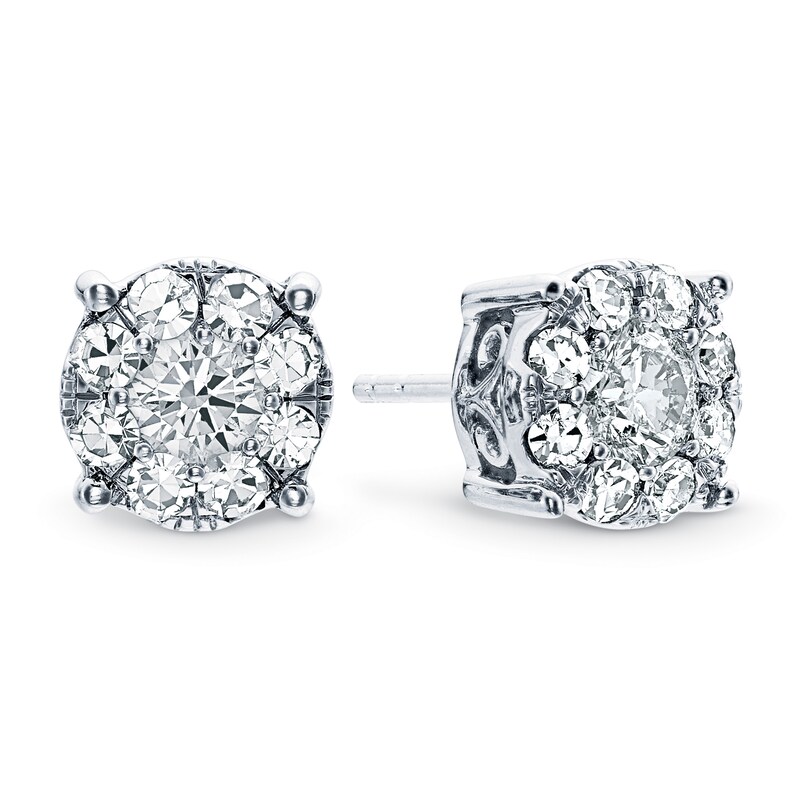 Previously Owned Diamond Earrings 1 ct tw Round-cut 14K White Gold