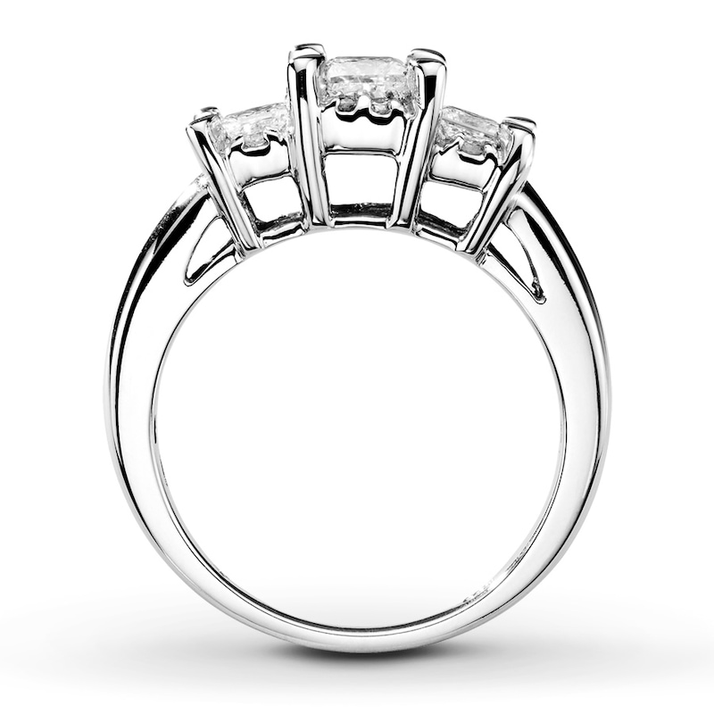 Main Image 2 of Previously Owned Diamond Engagement Ring 1 ct tw Round/Princess-Cut 14K White Gold