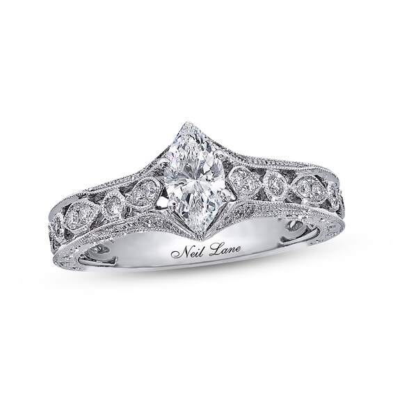Previously Owned Neil Lane Diamond Engagement Ring 3/4 ct tw Marquise & Round-cut 14K White Gold Size 5