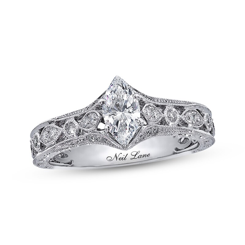 Main Image 1 of Previously Owned Neil Lane Diamond Engagement Ring 3/4 ct tw Marquise & Round-cut 14K White Gold Size 5