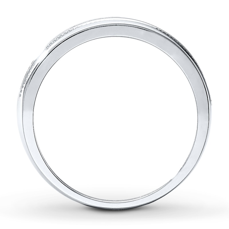 Main Image 2 of Previously Owned Men's Black Diamond Wedding Band 3/4 ct tw Round-cut Sterling Silver