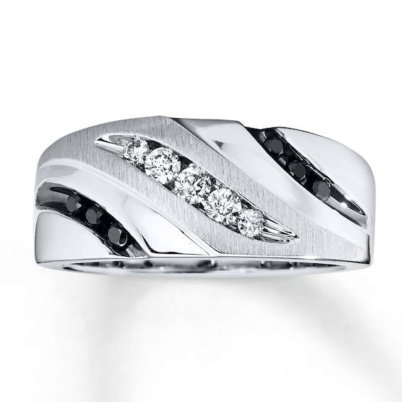 Previously Owned Men's Diamond Wedding Band 1/3 ct tw Round-cut 10K White Gold