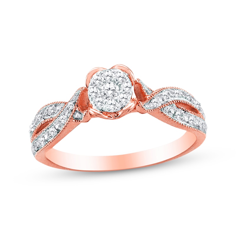 Main Image 1 of Previously Owned Heart Diamond Promise Ring 1/5 ct tw Round 10K Rose Gold