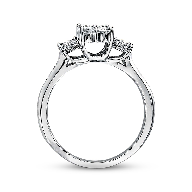 Main Image 2 of Previously Owned Multi-Diamond Engagement Ring 1 ct tw Round-cut 14K White Gold