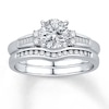 Thumbnail Image 2 of Previously Owned Diamond Enhancer Ring 1/4 ct tw Baguette/Round 14K White Gold