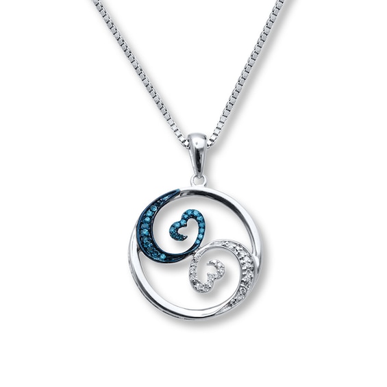 Previously Owned Necklace 1/10 ct tw Blue & White Diamonds Sterling Silver
