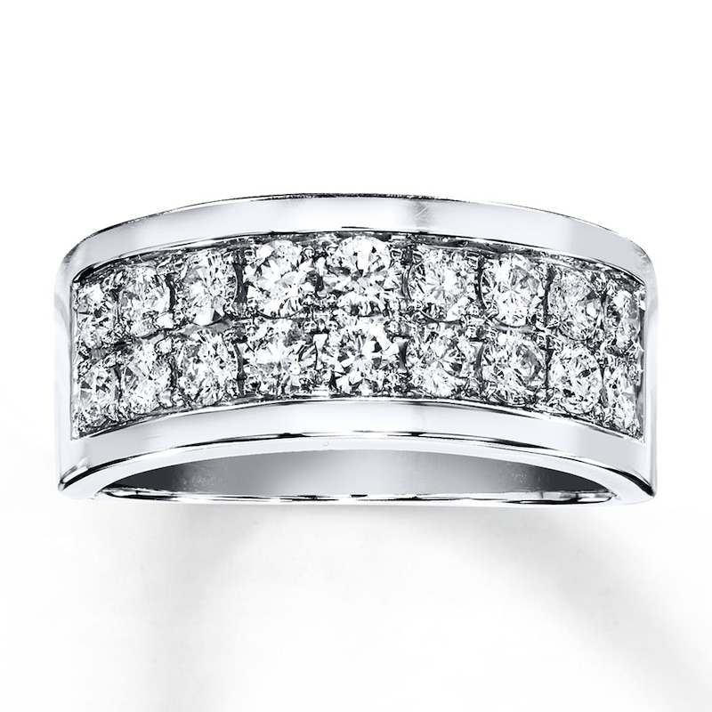 Main Image 1 of Previously Owned Men's Diamond Wedding Band 1-1/2 ct tw Round-cut 14K White Gold
