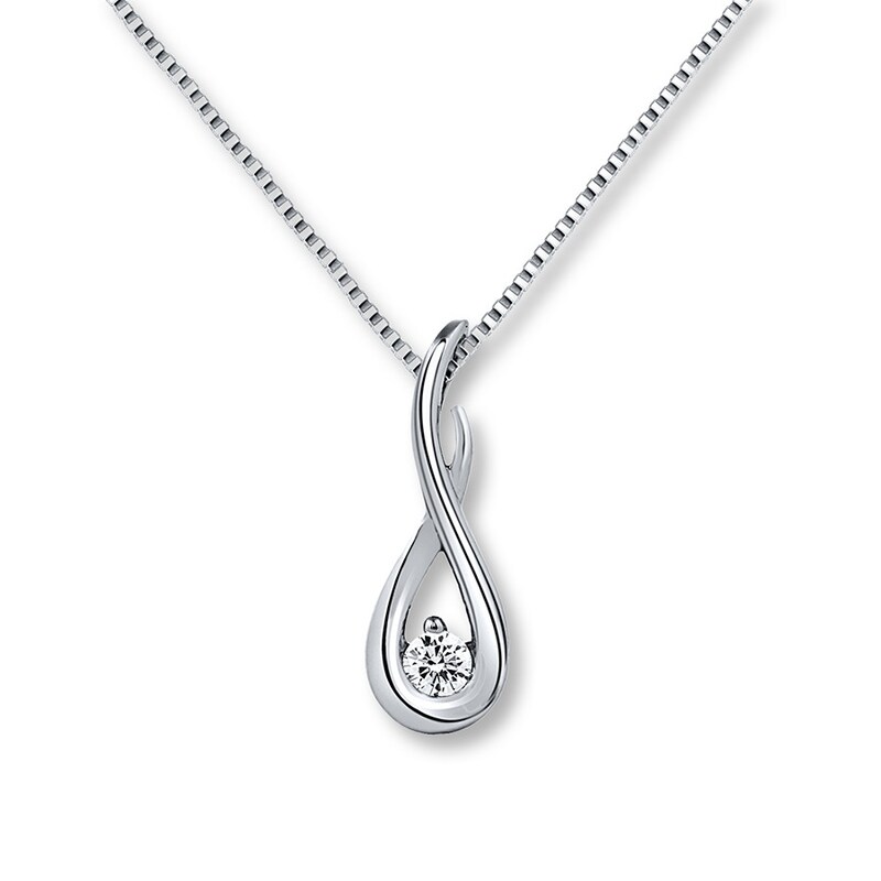 Main Image 1 of Previously Owned Diamond Necklace 1/10 Carat 10K White Gold