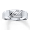 Thumbnail Image 0 of Previously Owned Men's Wedding Band 1/10 ct tw Round-cut Diamonds 10K White Gold