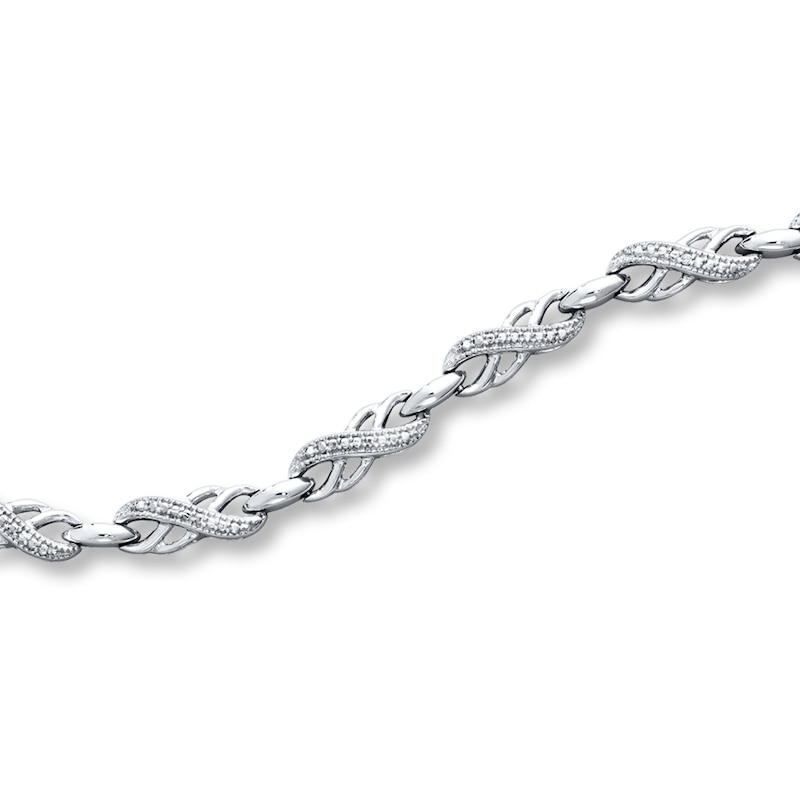 Main Image 2 of Previously Owned Diamond Bracelet Sterling Silver 7.25&quot;