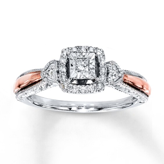 Previously Owned Promise Ring 1/6 Carat tw Sterling Silver & 10K Rose Gold