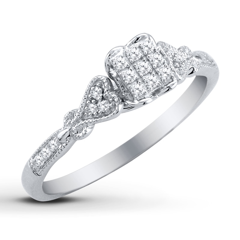 Main Image 2 of Previously Owned Heart Diamond Promise Ring 1/8 ct tw Sterling Silver
