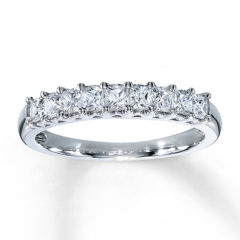 Main Image 1 of Previously Owned Women's Diamond Band 5/8 ct tw Princess-cut 18K White Gold