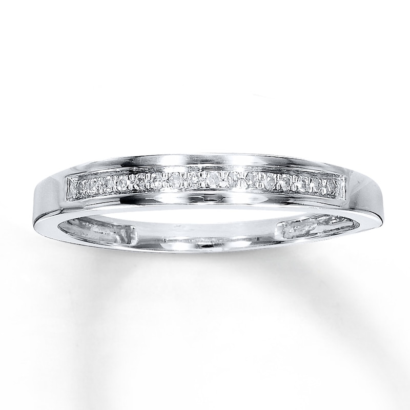 Main Image 1 of Previously Owned Diamond Wedding Band 1/20 ct tw 10K White Gold